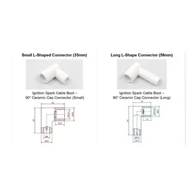 Ignition Spark Cable Boot — 90&deg; Ceramic Cap Connector (Small & Long)